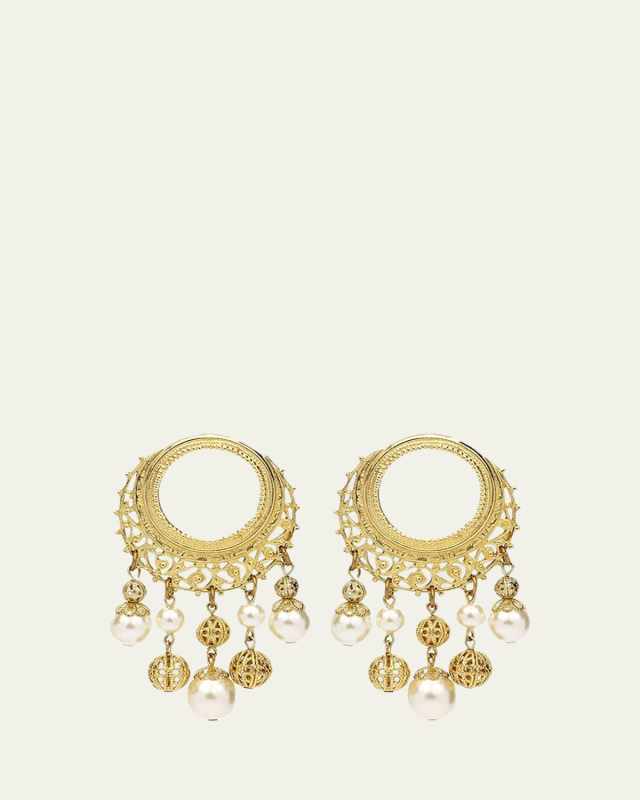 Round Pearly Drop Earrings